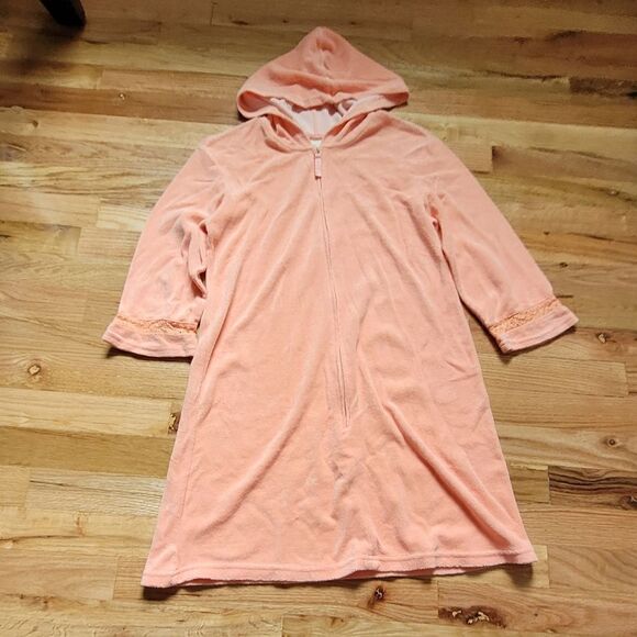 💙3 for $30💙 Merona Terrycloth Hooded Coverup Half Zip Medium - Picture 1 of 4
